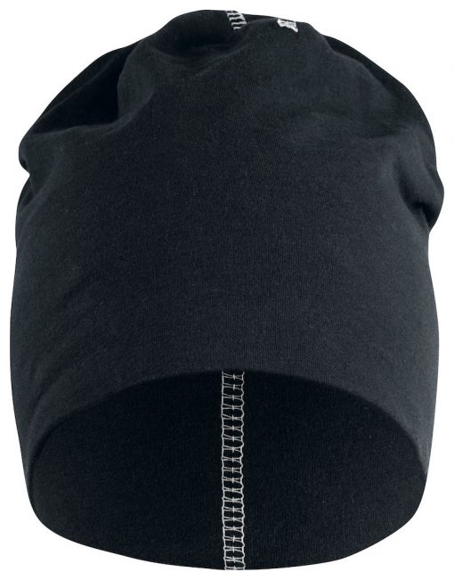 Moderne muts gemaakt van single jersey voor een optimaal draagcomfort. De muts is afgewerkt met opvallende flatlock naden op de bovenzijde voor een unieke